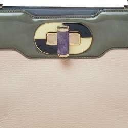 Bvlgari Beige/Grey Leather Isabella Rossellini Top Handle Bag