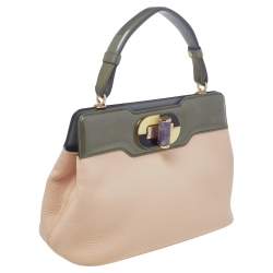 Bvlgari Beige/Grey Leather Isabella Rossellini Top Handle Bag