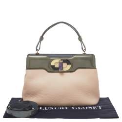 Bvlgari Beige/Grey Leather Isabella Rossellini Top Handle Bag