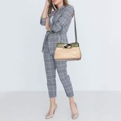 Bvlgari Beige/Grey Leather Isabella Rossellini Top Handle Bag