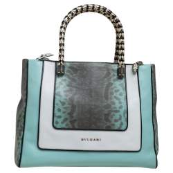 Pre Owned Bvlgari Tri Color Leather and Kurung Serpenti Scaglie Tote