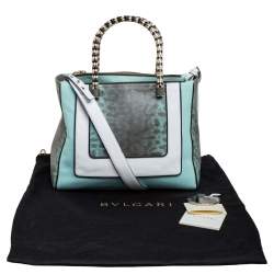 Pre Owned Bvlgari Tri Color Leather and Kurung Serpenti Scaglie Tote