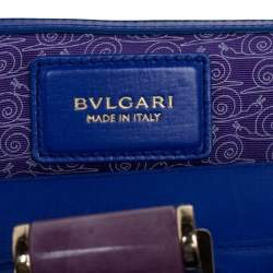 Bvlgari Blue Leather Isabella Rossellini Top Handle Bag