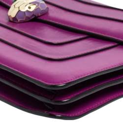 Pre Owned حقيبة كتف بلغاري فوريفر سيربينتي جلد ماغينتا داكن متوسطة 