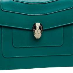 Pre Owned حقيبة كتب بلغاري سيربنتي فوريفر جلد أخضر كبيرة