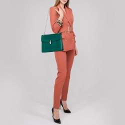 Pre Owned حقيبة كتب بلغاري سيربنتي فوريفر جلد أخضر كبيرة