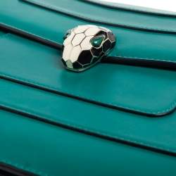 Pre Owned حقيبة كتب بلغاري سيربنتي فوريفر جلد أخضر كبيرة