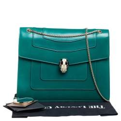 Pre Owned حقيبة كتب بلغاري سيربنتي فوريفر جلد أخضر كبيرة