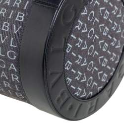 Pre Owned حقيبة ساتشل بلغاري مانيا شعار جلد وكانفاس أسود