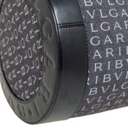 Pre Owned حقيبة ساتشل بلغاري مانيا شعار جلد وكانفاس أسود