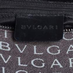 Pre Owned حقيبة ساتشل بلغاري مانيا شعار جلد وكانفاس أسود