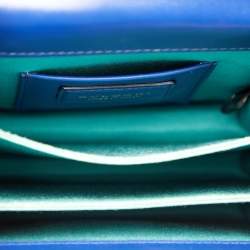 Pre Owned حقيبة بلغاري سيربينتي فوريفر جلد أزرق ذات قلاب يد علوية 