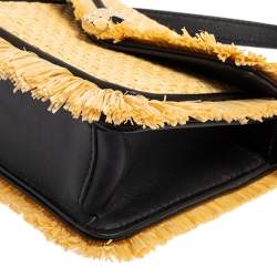 مملوكة مسبقًا Bvlgari Cream/Black Raffia and Leather Mini Serpenti Forever Crossbody Bag