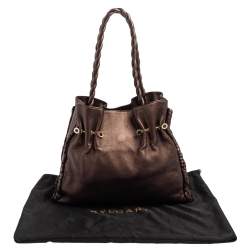 Pre Owned Bvlgari Metallic Brown Leather Twistino Tina Shopper Tote