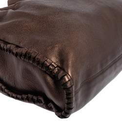 Pre Owned Bvlgari Metallic Brown Leather Twistino Tina Shopper Tote