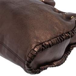 Pre Owned Bvlgari Metallic Brown Leather Twistino Tina Shopper Tote