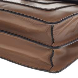 Pre Owned حقيبة كتف بلغاري سيربينتي فوريفر جلد أسود/بيج ذات قلاب متوسطة