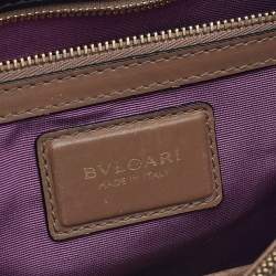 Pre Owned حقيبة كتف بلغاري سيربينتي فوريفر جلد أسود/بيج ذات قلاب متوسطة