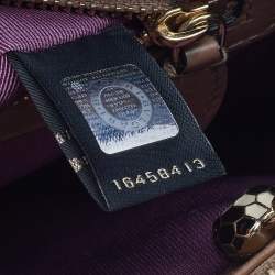 Pre Owned حقيبة كتف بلغاري سيربينتي فوريفر جلد أسود/بيج ذات قلاب متوسطة