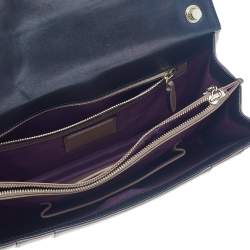 Pre Owned حقيبة كتف بلغاري سيربينتي فوريفر جلد أسود/بيج ذات قلاب متوسطة