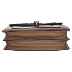 Pre Owned حقيبة كتف بلغاري سيربينتي فوريفر جلد أسود/بيج ذات قلاب متوسطة