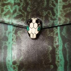 Bvlgari Green Karung Serpenti Forever Flap Shoulder Bag