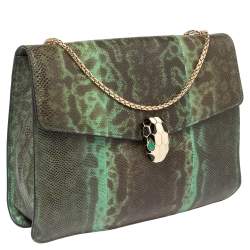 Bvlgari Green Karung Serpenti Forever Flap Shoulder Bag