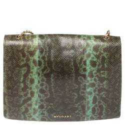 Bvlgari Green Karung Serpenti Forever Flap Shoulder Bag