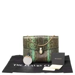 Bvlgari Green Karung Serpenti Forever Flap Shoulder Bag