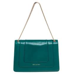 مملوكة مسبقًا حقيبة كتف بلغاري سيربينتي فوريفر جلد أخضر متوسطة بقلاب  