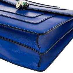Bvlgari Blue Leather Large Serpenti Forever Flap Shoulder Bag