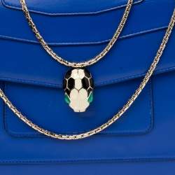 Bvlgari Blue Leather Large Serpenti Forever Flap Shoulder Bag