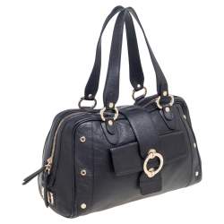 Pre Owned Bvlgari Black Leather Bvlgari Bvlgari Dome Satchel