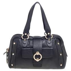 Pre Owned Bvlgari Black Leather Bvlgari Bvlgari Dome Satchel