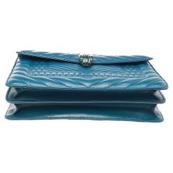 Pre Owned Bvlgari Teal Blue Quilted Leather Serpenti Forever Shoulder Bag