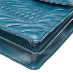 Pre Owned Bvlgari Teal Blue Quilted Leather Serpenti Forever Shoulder Bag