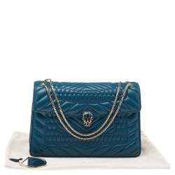 Pre Owned Bvlgari Teal Blue Quilted Leather Serpenti Forever Shoulder Bag