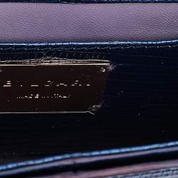 Pre Owned Bvlgari Blue Lizard Leather Cabochon Clasp Shoulder Bag