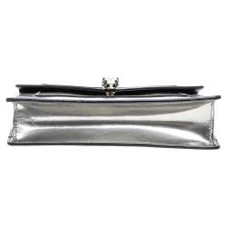 Bvlgari Metallic Silver Patent Leather Serpenti Forever Wallet on Chain