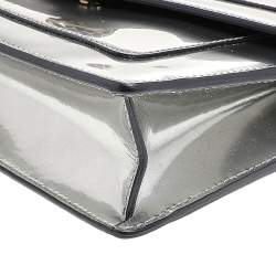 Bvlgari Metallic Silver Patent Leather Serpenti Forever Wallet on Chain