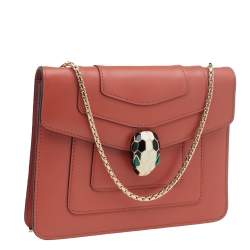 Bvlgari Coral Pink Leather Small Serpenti Forever Shoulder Bag