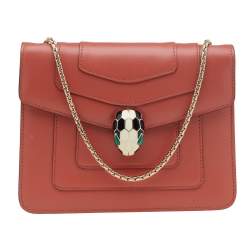 Bvlgari Coral Pink Leather Small Serpenti Forever Shoulder Bag