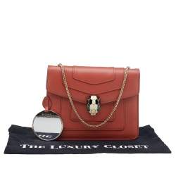 Bvlgari Coral Pink Leather Small Serpenti Forever Shoulder Bag