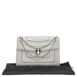 Pre Owned Bvlgari White Leather Medium Serpenti Forever Shoulder Bag