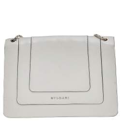 Pre Owned Bvlgari White Leather Medium Serpenti Forever Shoulder Bag