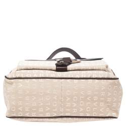 Pre Owned Bvlgari Brown/Beige Signature Canvas and Leather Tote 
