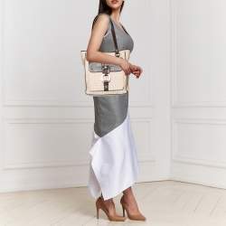 Pre Owned Bvlgari Brown/Beige Signature Canvas and Leather Tote 