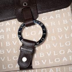 Pre Owned Bvlgari Brown/Beige Signature Canvas and Leather Tote 
