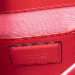 Pre Owned Bvlgari Red Leather Serpenti Forever Flap Top Handle Bag