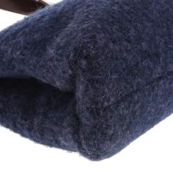 Pre Owned حقيبة كتف بلغاري جلد وصوف بني داكن/بنفسجي